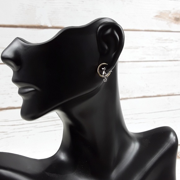 *** $3 ADD ON SALE! *** Cats Moon Stud Earrings - Picture 2 of 2